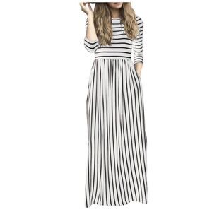 Striped Black and White Maxi Dress